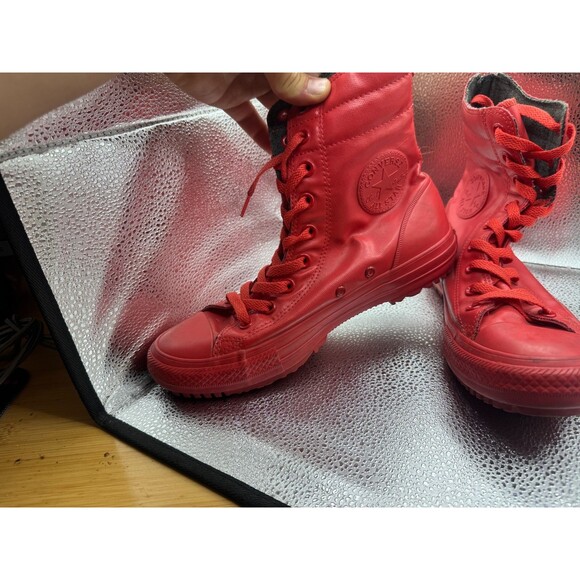 Size 8 Converse All Star Chuck Taylor Womens Red Hi Zip Fashion Boots 549592C - Picture 2 of 9